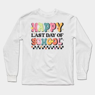 Retro Groovy Happy Last Day Of School Long Sleeve T-Shirt